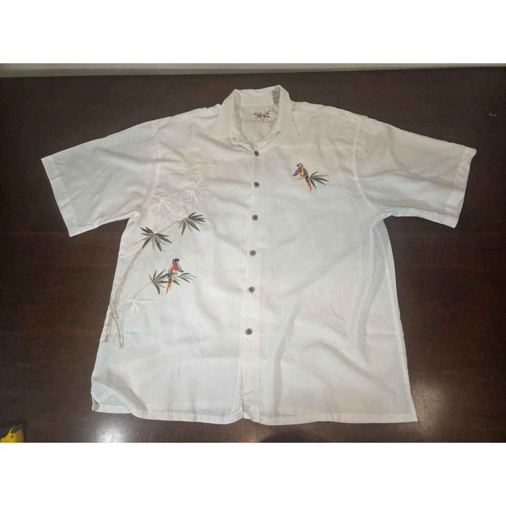 Bamboo Cay Men's White Shirt Silk XL